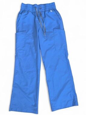 Women’s Elastic-Waist Wide-Leg Scrub Pants in Bright Blue